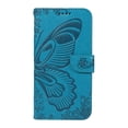 thumbnail image 4 of SaniMore Wallet Case for iPhone 14, PU Leather Embossed Butterfly Flip Folio Cover Card Holder [Kickstand][Wrist Strap] All Arpund Protective Shockproof Shell for iPhone 14(2022), Blue, 4 of 18
