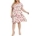thumbnail image 2 of Agnes Orinda Women's Plus Size Short Sleeve Tie Waist Floral Dress 2X White, 2 of 7