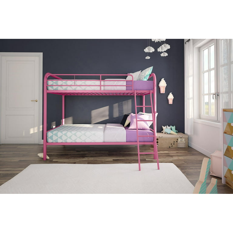 Dhp Dusty Twin Over Metal Bunk Bed, Pink Bunk Beds With Mattresses Included