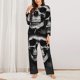 thumbnail image 2 of Balery Black White Hat Skull Conjunto de Pijama con Estampado para Mujer, Conjunto de Dos Piezas con Manga Larga, Ropa de Dormir Suave con Bolsillos, Pijamas Cómodos-Small, 2 of 7