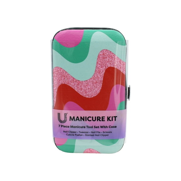 U Style & Piece Manicure Set with Carrying Case, Carbon Steel Tools for Tween to Adult