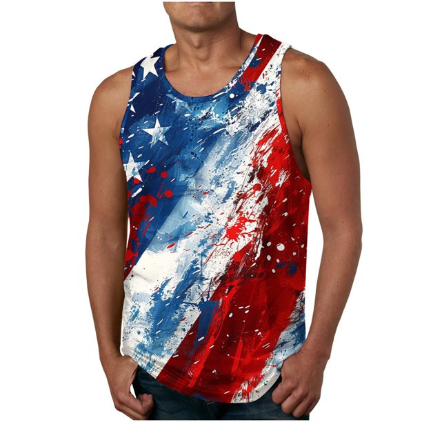 Tanques para Hombre para el Verano Solto Chaleco Impresión Deportivo Cuello Redondo, Casual