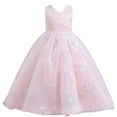 thumbnail image 2 of DPTALR Robe pour Enfants Filles Robe Princesse Sans Manches Nœud Papillon Dentelle Fleurs Robe en Tulle, 2 of 9