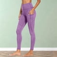 thumbnail image 6 of Workout Leggings with Pocket Womens High Waisted Plus Size Stretch Fitness Yoga Ankle Length Gym Pants (L, Purple), 6 of 8