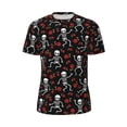 thumbnail image 5 of Wukai Skeleton with Roses Print Men's Short-Sleeved Mesh T-Shirt,Quick-Dry Short Sleeve Workout T-Shirt-Small, 5 of 8