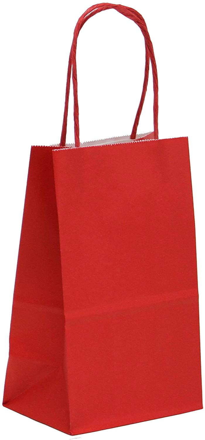 Download 12 CT Small Red Kraft Bags, Party Favor Bags, Food Safe Ink & Paper, Sturdy Twisted Handle ...