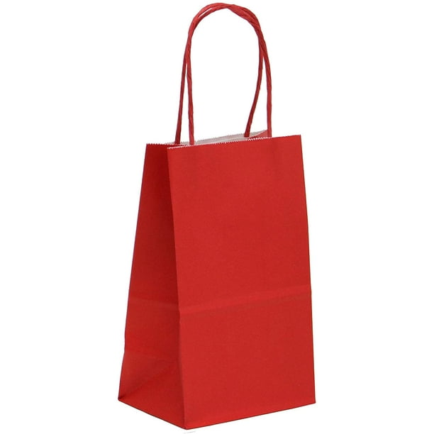 12 CT Small Red Kraft Bags, Party Favor Bags, Food Safe Ink & Paper