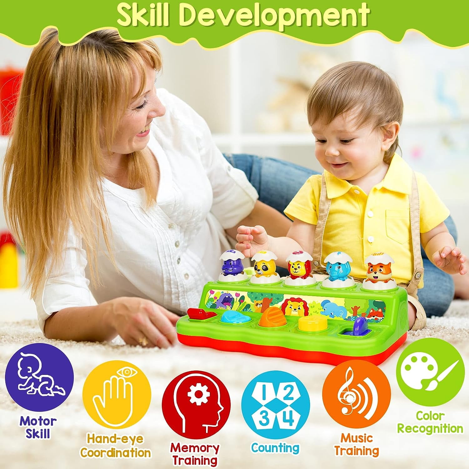 Interactive Montessori Toddler Toy | Toys for 1 Year Old, Baby Toys 9-12 Months 12-24 Months, Early Developmental Toy for Toddlers 1-3 Years, Birthday Gifts Learning Toys with Music Lights