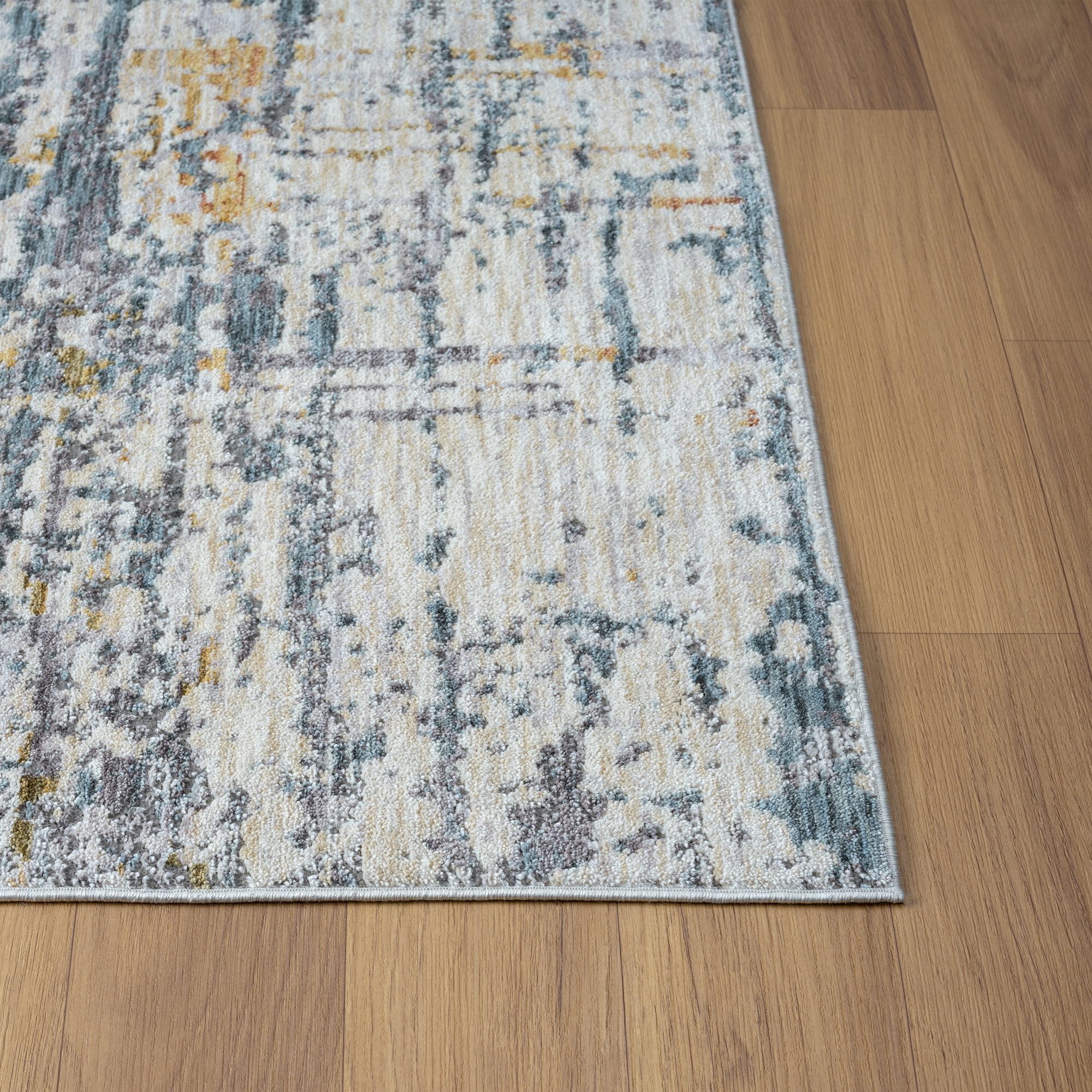 LR Home Alison Ann Abstract Indoor Polyester Area Rug, Blue/Taupe, 2' x 3'