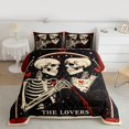thumbnail image 2 of Homewish Gothic Romantic Bedding Comforter Set,Spooky Skeleton Skull Twin Comforter Sets,Cartoon Loves Pattern Bedding Set For Kids,Luxury Bedroom Decor Reversible,2pcs, 2 of 8