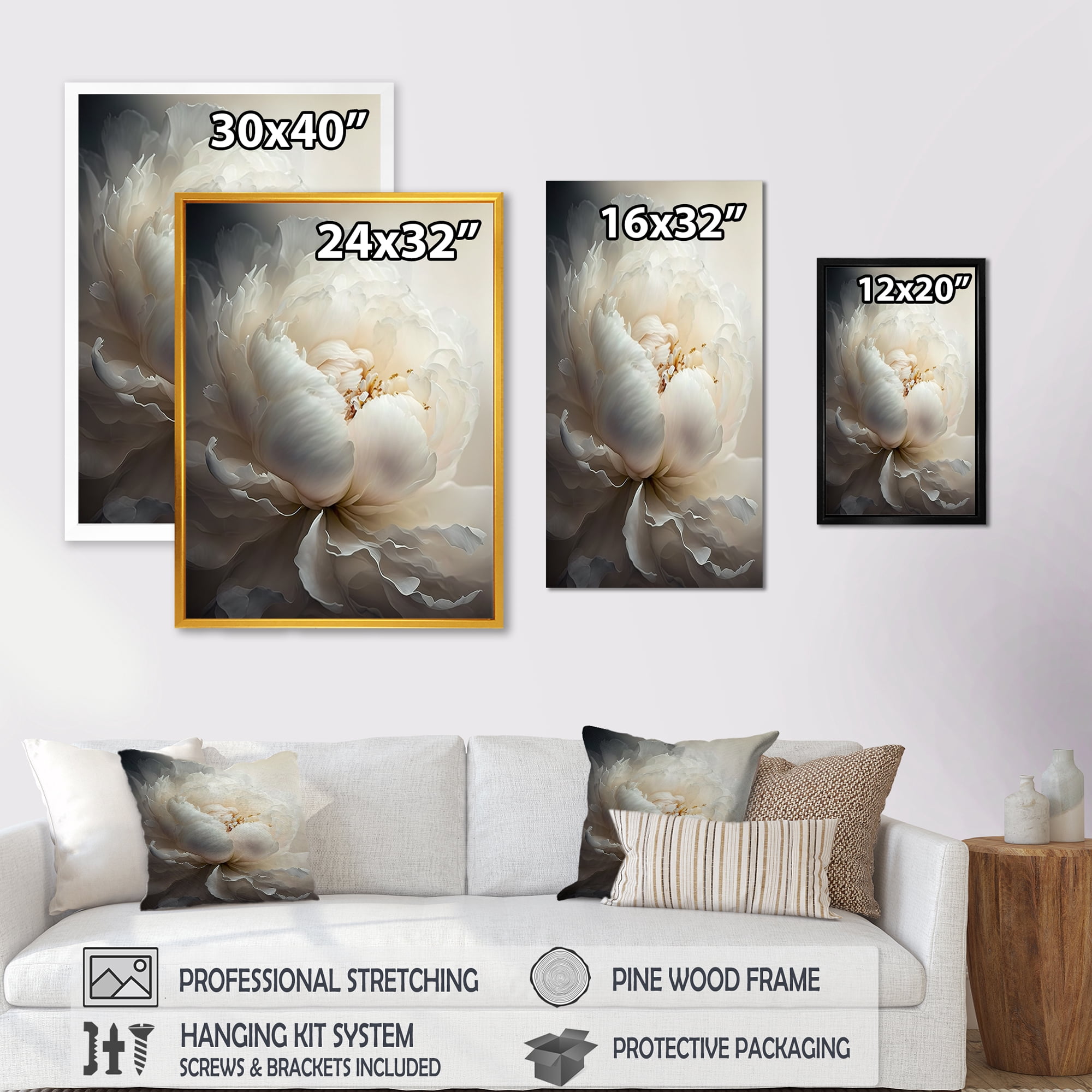 Designart Peony Flower VII Canvas Wall Art