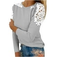 thumbnail image 2 of GaThRRgYP Womens Tunic Tops,Women's Summer Casual Long Sleeve Blouse Round Neck Lace Tops T-Shirt Gray M, 2 of 5