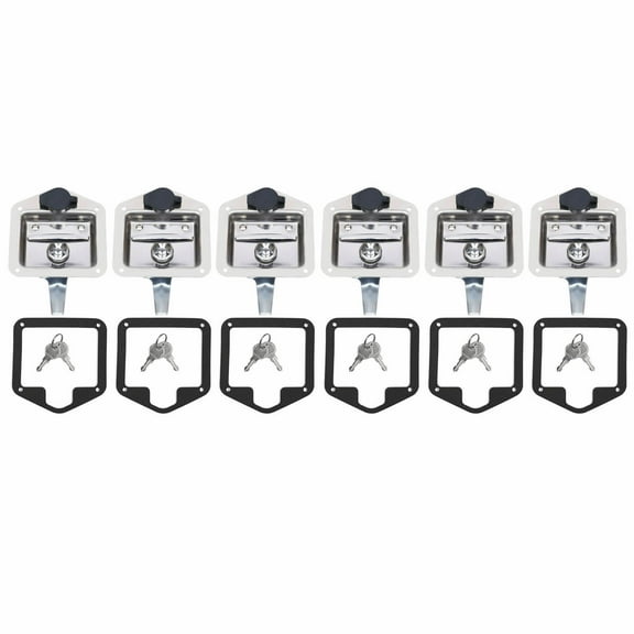 Set of 6 Folding T-handle Tool Box Lock RV Door Latch w/ 12 Keys Stainless Steel