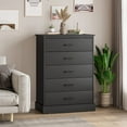 thumbnail image 5 of 5 Drawer Dresser Storage Organizer with Sturdy Base & “X” Steel Frame for Bedroom Living Room,Black, 5 of 8