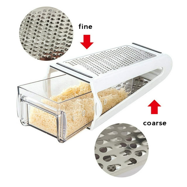 Fufafayo under $5 Box Cheese Grater, 2 Sided Stainless Steel Shredder, Vegetable and Chocolate Grater, Kitchen Food Preparation Tool, Removable Container Grater Set