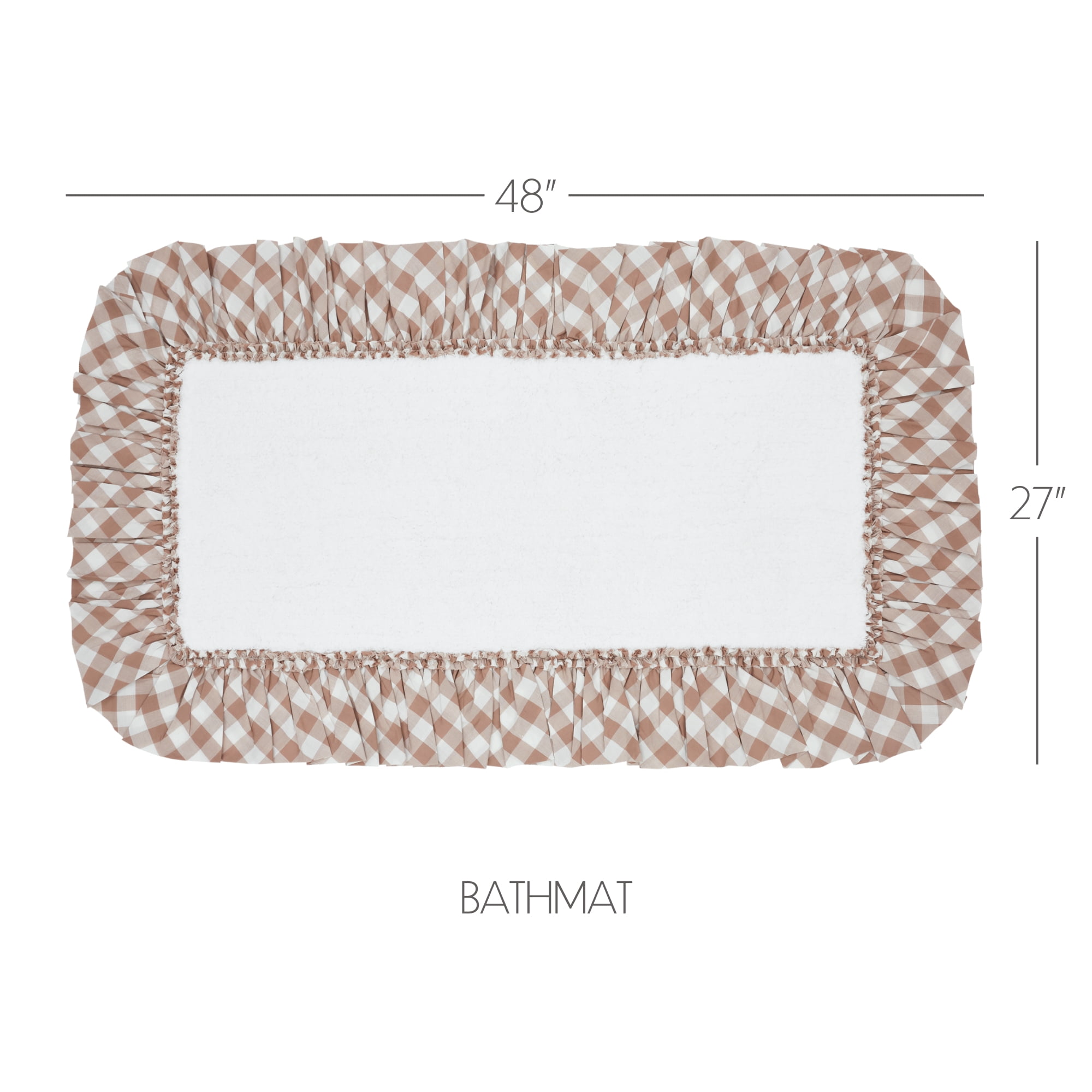 VHC Brands Annie Portabella Check Bath Mat, Brown, 27x48