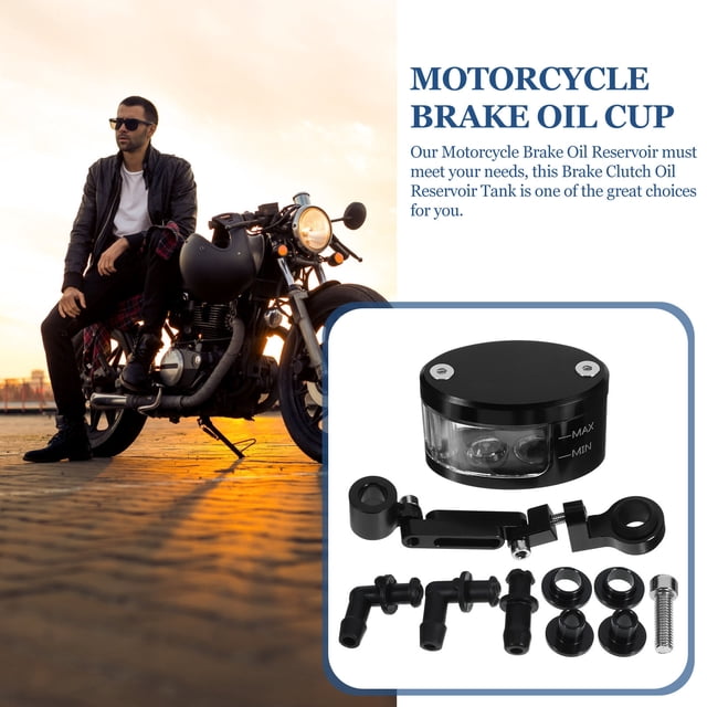 Raindrops Motorcycle Brake Fluid Cup Negro Compatible Universal Para Motores Y Fácil Instalación