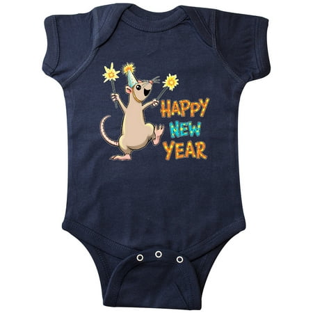 

Inktastic Happy New Year Rat with Sparklers in Party Hat Gift Baby Boy or Baby Girl Bodysuit