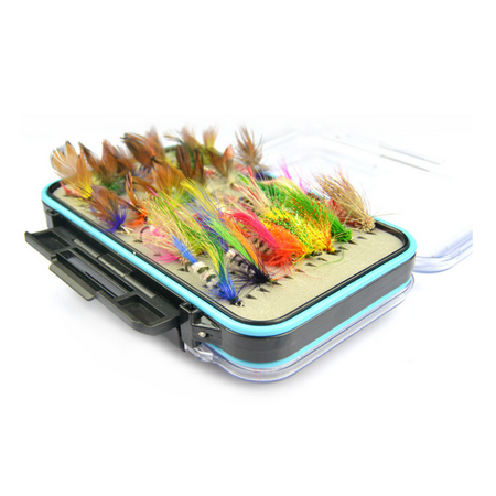 Fly Fishing Flies Kit- 64pcs Handmade Fly Fishing Lures- Dry Fly, Wet Fly, Nymph and Streamer Fly Lure Assotment + Waterproof Fly