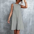thumbnail image 5 of QLEICOM Summer Dress Savings Clearance Deals, Plus Size Casual Dresses, Women Holiday Solid Round Neck Sleeveless Party Beach Loose Dress, Beach Dress Sun Dresses Gray XXL, 5 of 6