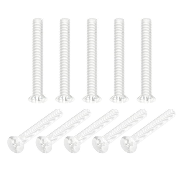 Unique Bargains M5x40mm Plastic Phillips Machine Screws, PC Flat Head Machine Bolts 10 Pack