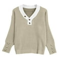 thumbnail image 4 of Bibifish Womens Sweaters Soft Oversized Tunic Knit Pullover Sweaters With Botton Design Long Sleeve V Neck Casual Workout Sweater Tops, 4 of 8