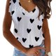 thumbnail image 4 of Blusa sin mangas con estampado de patrón en forma de corazón y cuello en V para mujer, blusa informal de moda sin mangas con volantes, 4 of 6