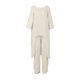 thumbnail image 3 of Top De Manga Larga + Pantalones Camisas de mujer + Pantalones de pierna ancha Casual Algodón Lino Dama Chándal 2 piezas Traje de ropa Kuymtek Caqui Xxl para Mujer, 3 of 9