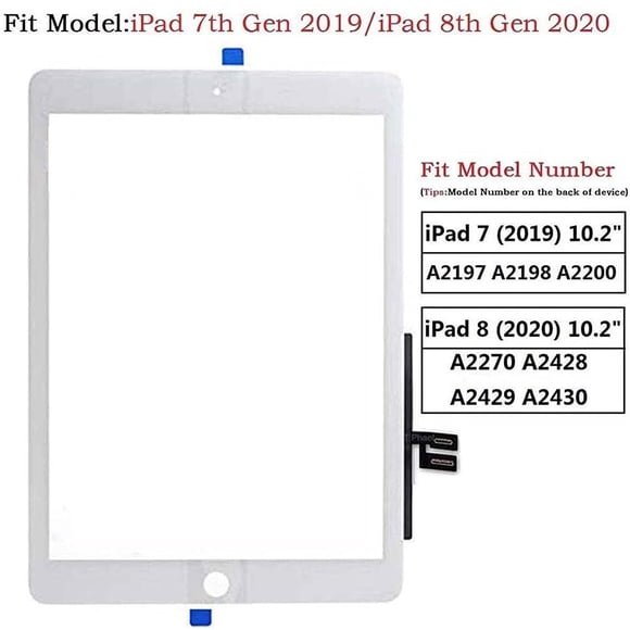 Zentop Touch Screen Digitizer for White iPad 7th 8th Generation 10.2 Inch
