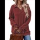 thumbnail image 3 of Sudadera con Cuello en V y Larga para Mujer, Estilo Informal, Holgado, de Punto, Estilo Túnica, para Otoño Vino Tinto L, 3 of 7