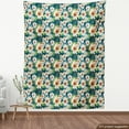 thumbnail image 4 of Ambesonne Floral Fabric by the Yard Upholstery, Waterlily Leaves Art Summer, 3 Yards, Fern Green Peach Teal, 4 of 5