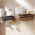 thumbnail image 6 of Clearance Rack under $20 Stainless Kitchen Hanging Organizer Rack With Hooks Paper Towel Rag Hanging Rack Cutting Board Pot Cover Storage She(Black), 6 of 9