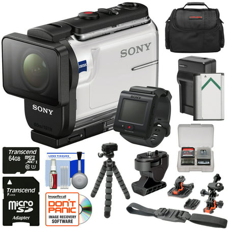 Sony Action Cam HDR-AS300R Wi-Fi HD Video Camera Camcorder, Live Remote & Tilt Adapter + Helmet Mounts + 64GB Card + Battery & Charger + Case + Tripod (The Best Live Cams)
