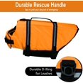 thumbnail image 3 of Chaleco salvavidas para perros naranja, M, chaleco salvavidas reflectante para mascotas, chaleco salvavidas para perros con asa, cinturón ajustable para nadar y surfear, 3 of 5