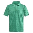 thumbnail image 1 of WEIYLL Hauts pour Femmes Polo à Revers Imprimé Ample Chemise à Manches Courtes Blouse Verte Tailles TTTG, 1 of 1