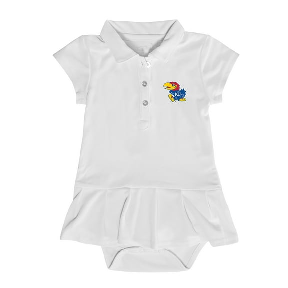 Girls Infant Garb  White Kansas Jayhawks Caroline Cap Sleeve Polo Dress