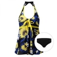 thumbnail image 4 of Summer Savings Clearance Dezsed Tankini Swimsuits for Women Loose Fit Floral Printed Halter Split Modest Two Piece Bathing Suits Bikini, 4 of 5