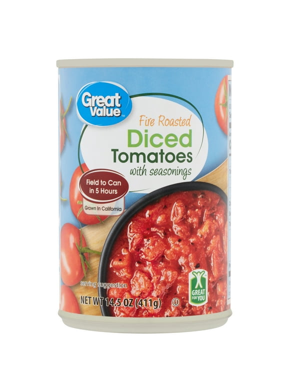 Great Value Fire Roasted Diced Tomatoes, 14.5 oz