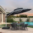 thumbnail image 2 of PURPLE LEAF 11FT Deluxe Round Patio Umbrella with Base, Large Offset Cantilever Umbrella with 360° Rotation, Grey, 2 of 12