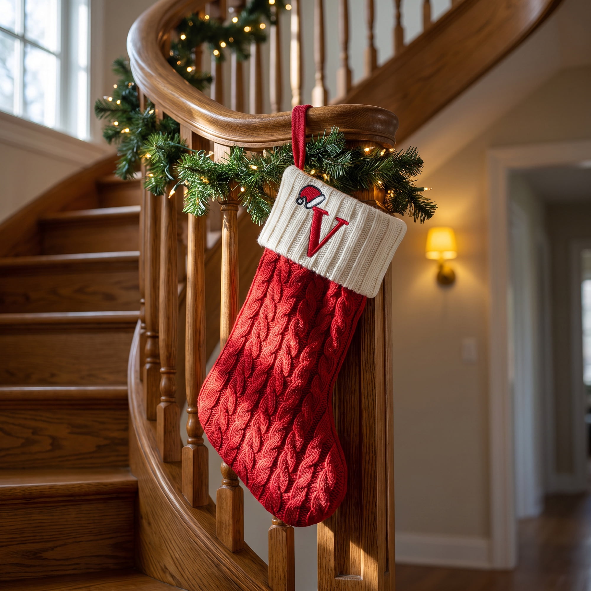 Unique Bargains Cartoon Christmas Luxury Grand Hearth Accent Stocking Letter V 8"
