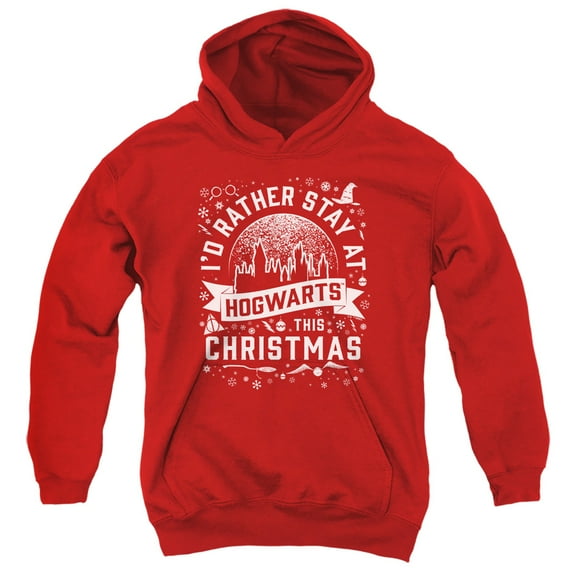 Harry Potter Hogwarts at Christmas Youth Kids Boy/Girls Pull-Over Hoodie, Red, Small