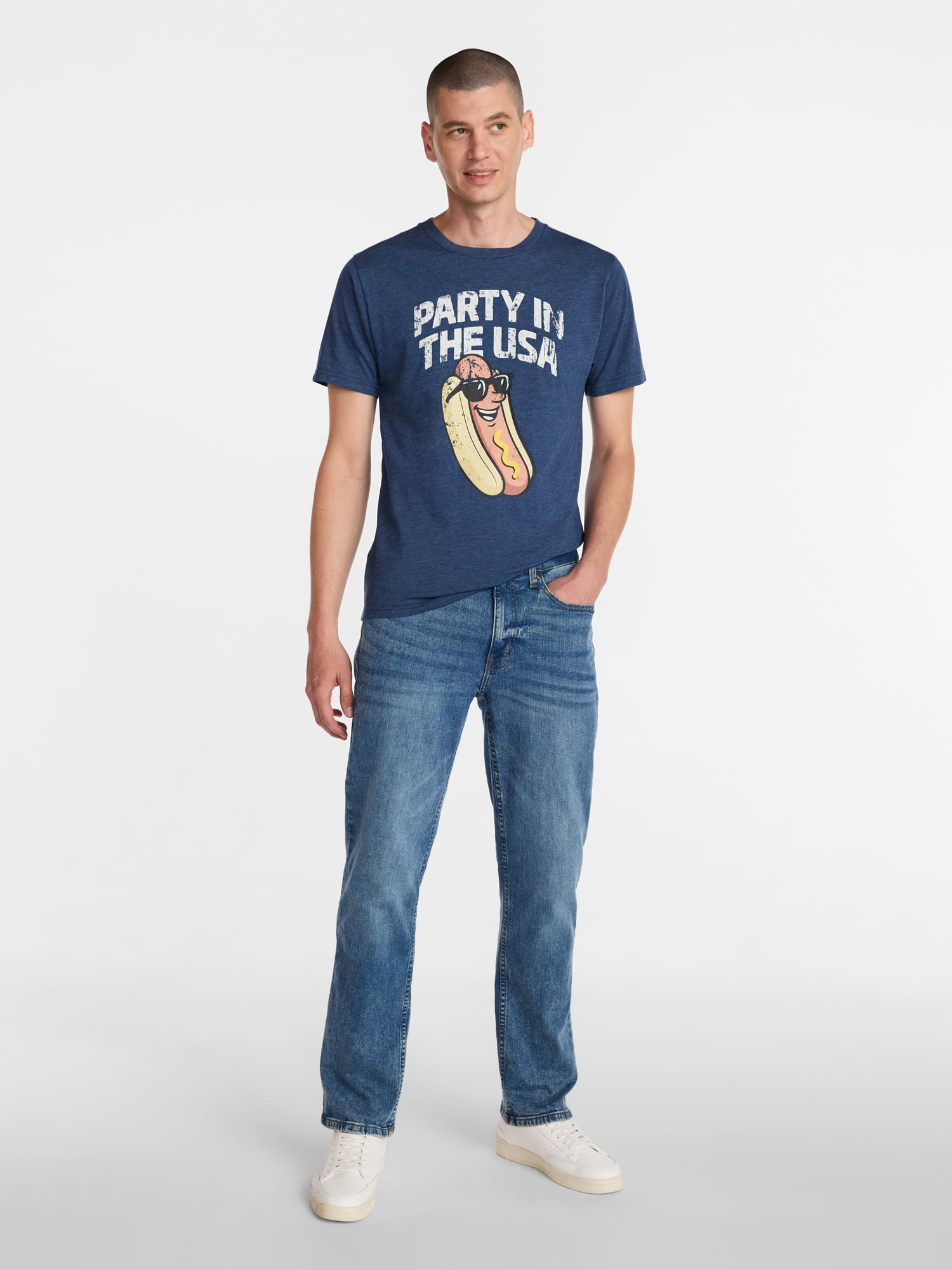 Americana Men's and Big Men's Party in the USA Graphic Tee Shirt from Way to Celebrate, Sizes XS-3XLT