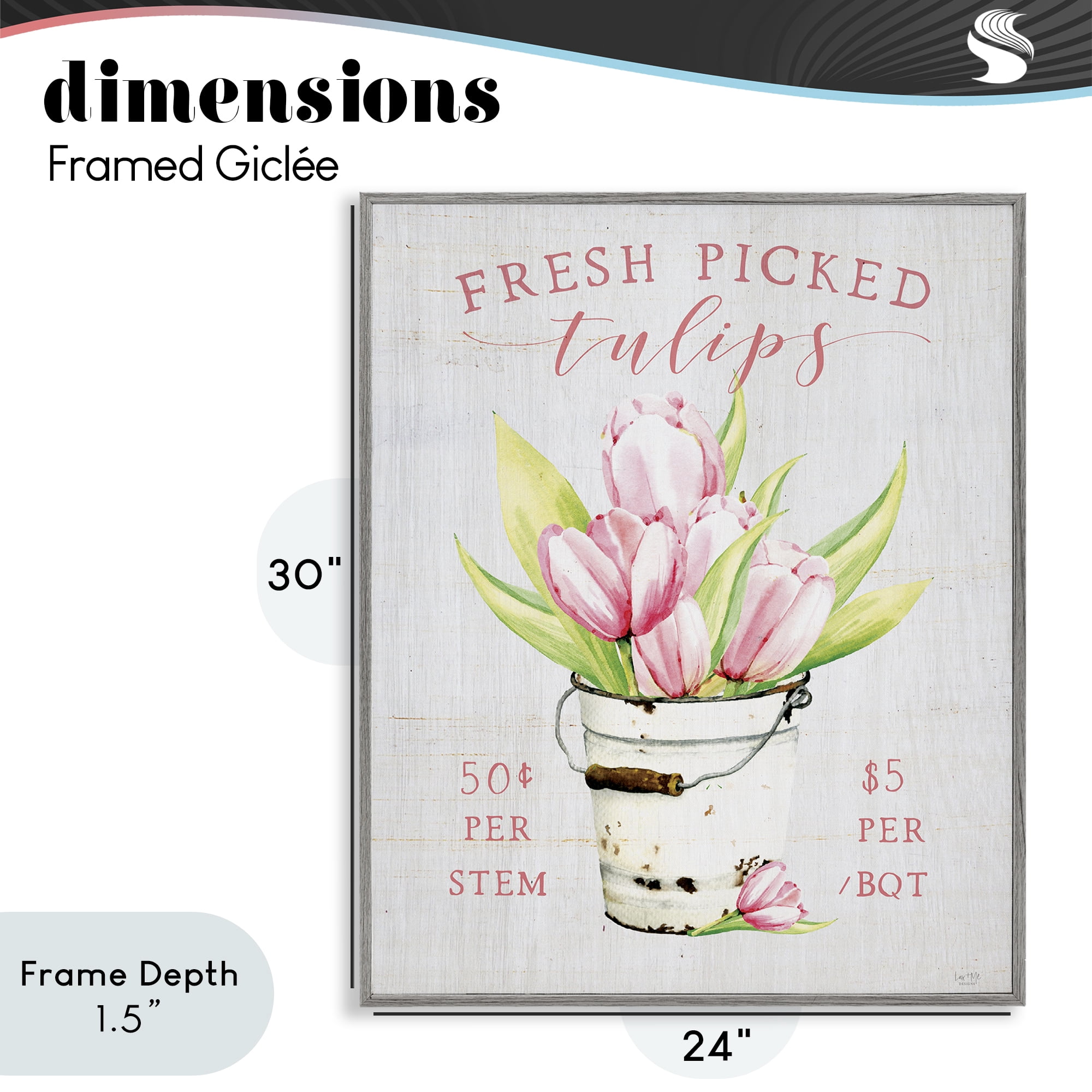 Stupell Industries Antique Fresh Picked Tulips Gray Framed Giclee Art, design by Lux + Me Designs