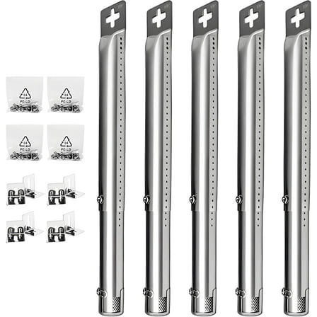 Universal Adjustable Stainless Steel Burners (12 inches to 17.5 inches) for Gas Grills from Weber, DynaGlo, Nexgrill, Brinkmann, Master Forge and Others (5-Pack)