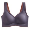 thumbnail image 2 of Sujetador sin costuras Sport Yoga Running Hacer subir Vest Underwire Soft Sleep Ropa interior de mujer, Gris Morado, XL seitruly  AP001300-19B, 2 of 7