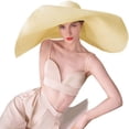 thumbnail image 4 of Xiao Hua Sombrero de playa extragrande para mujer, de ala ancha, grande, de paja, plegable, suave y plegable, para verano, resistente a los rayos UV (negro), 4 of 4
