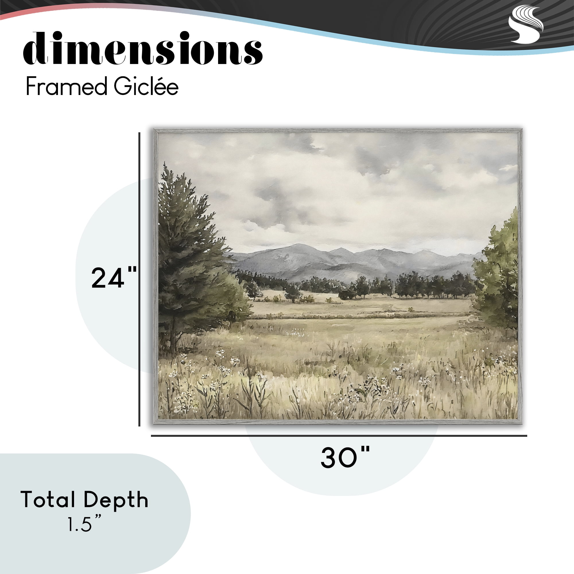 Stupell Industries Muted Mountain Meadow Gray Framed Giclee Art, design by Riley B