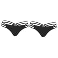 thumbnail image 4 of Set of 2 Bikini Underwear Bottoms Thong Swimsuit for Women Women's Black, 4 of 8