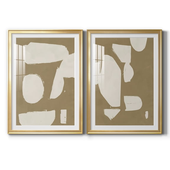 Wexford Home Chunky Abstract I Premium Framed Print, 30.5" x 42.5" - Ready to Hang, Gold (Set of 2)