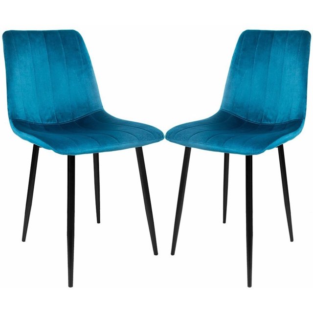 2 Sillas Comedor Eames Tapizada Rack & Pack Azul Terciopelo Sala Habitación